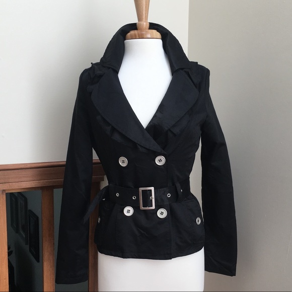 Jou Jou Jackets & Blazers - JouJou Cropped Double Button Belted trench coat